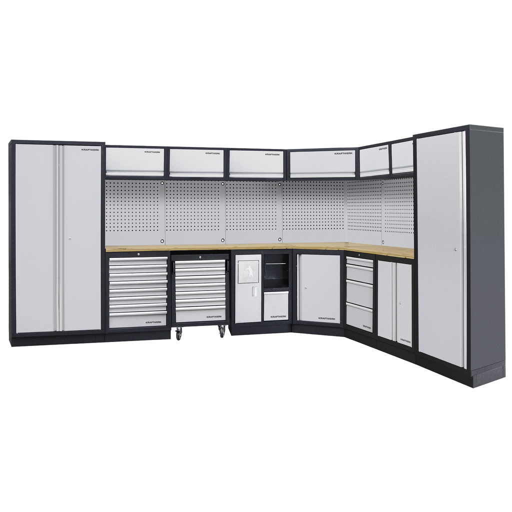 KRAFTWERK - Mueble modular 8 elementos, 2000x3849x488 Encimera Haya