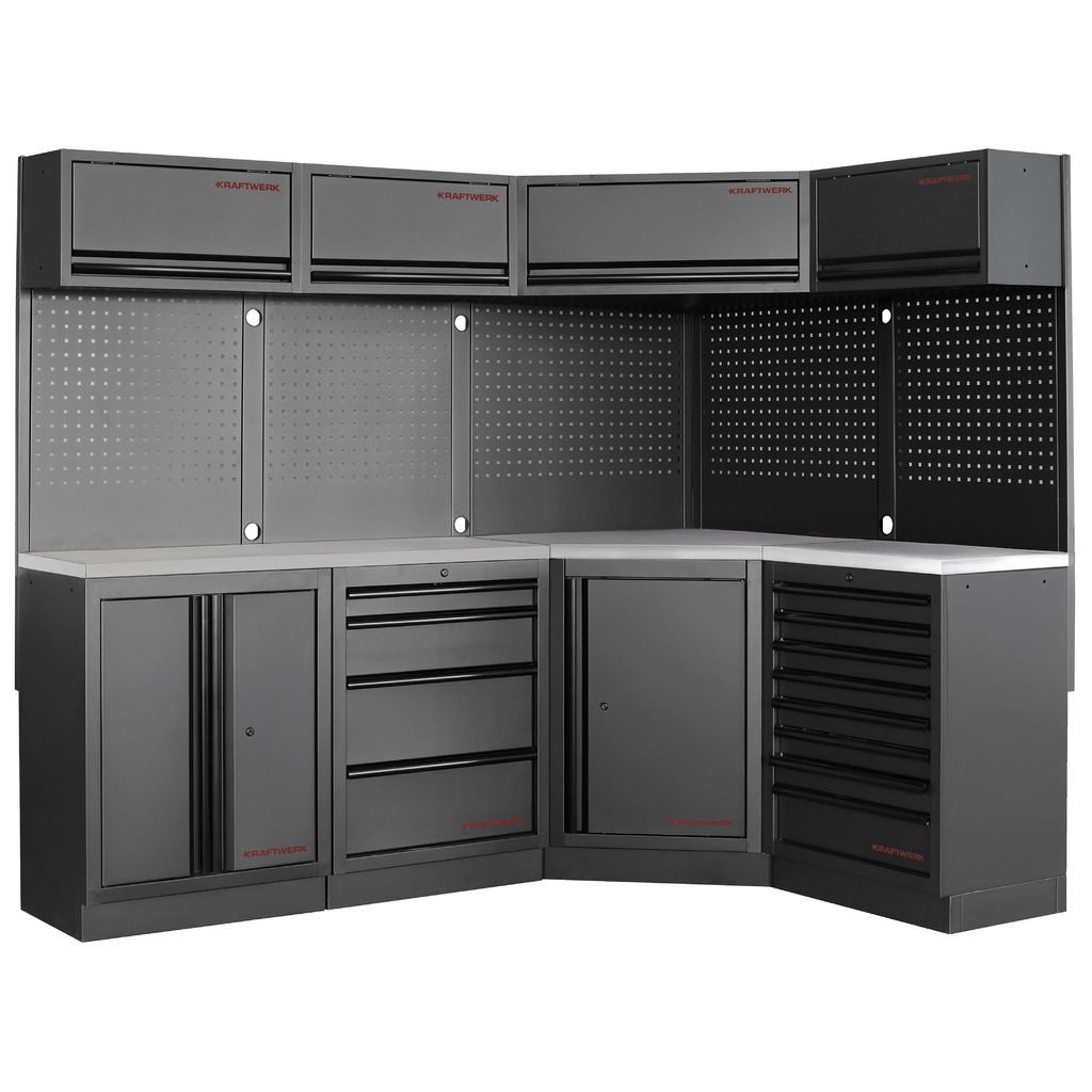 KRAFTWERK - MOBILIO BLK Mueble modular 4 elementos (1 esquina), Encimera Acero inoxidable