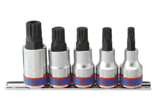 KING TONY - Juego Vasos 1/2" sobre rail SPLINE M8-M16 - 5Pzas