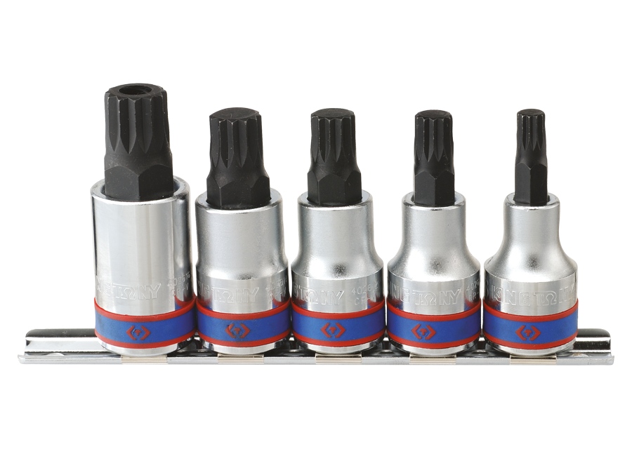 KING TONY - Juego Vasos 1/2" sobre rail SPLINE M8-M16 - 5Pzas