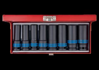 KING TONY - Cofre Vasos de impacto largos 1/2" - 8Pzas