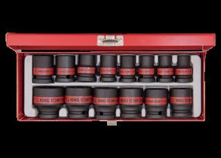 KING TONY - Caja Vasos de impacto largos 1/2" Pulgadas - 14Pzas