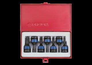 KING TONY - Caja Vasos de impacto 1/2" con punta Torx T25-T60 - 6Pzas