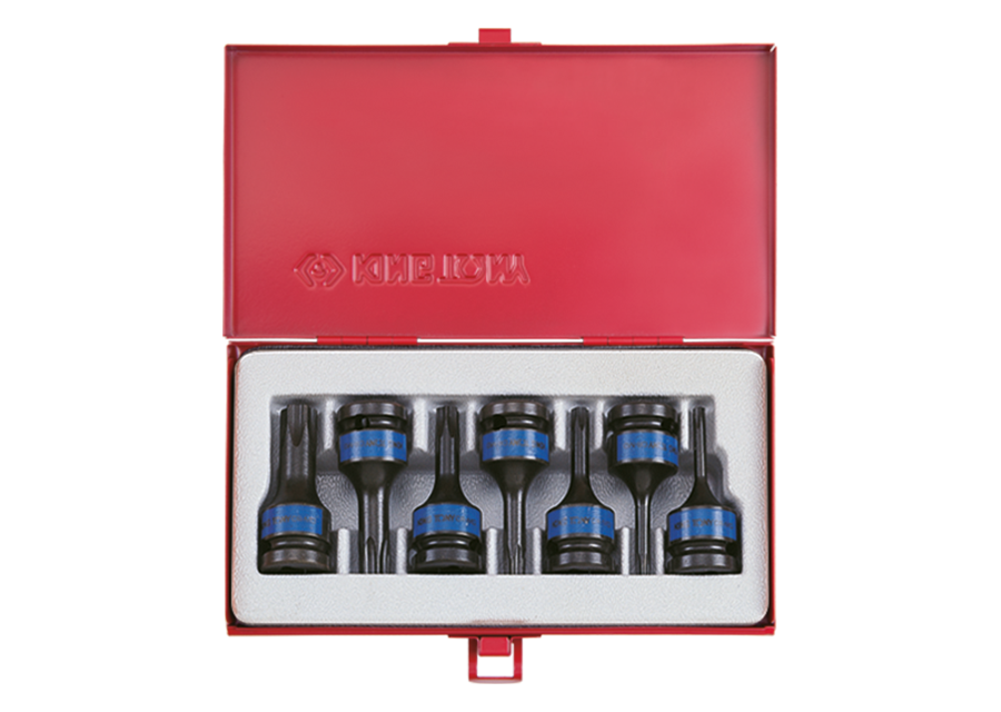 KING TONY - Caja Vasos de impacto 1/2" con punta Torx T25-T60 - 6Pzas