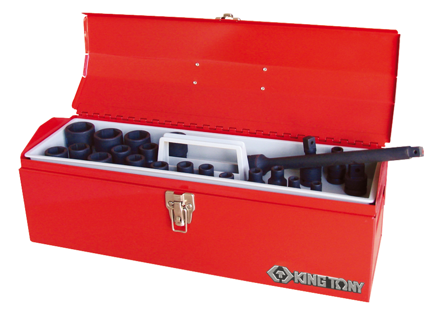 KING TONY - Caja de Herramientas de Vasos de impacto y accesorios 1/2" - 22Pzas