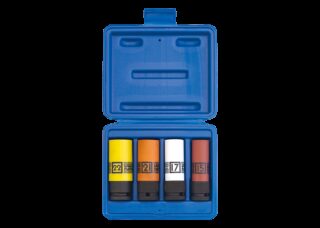 KING TONY - Juego vasos de impacto 1/2" 15-17-21-22mm llanta alum - 4 pzas