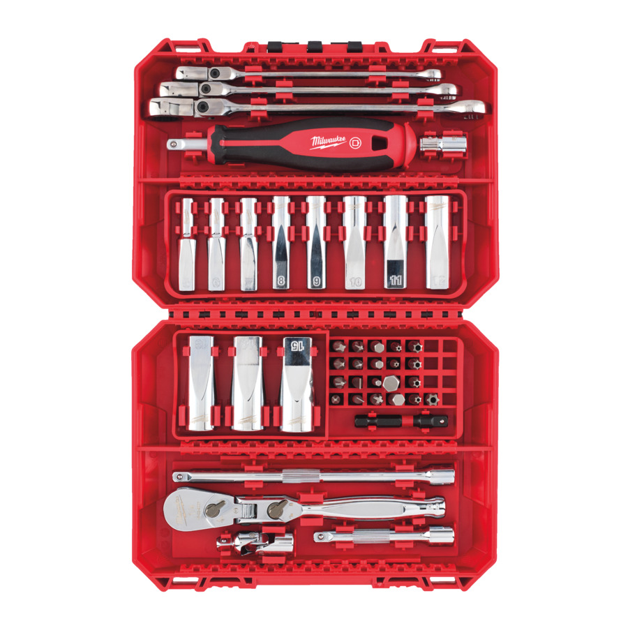 MILWAUKEE - Juego de 42 piezas con vasos de 1/4" y llaves combinadas compatible con PACKOUTT