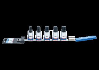 KING TONY - Juego de vasos 3/4" TORX sobre rail - 5 piezas