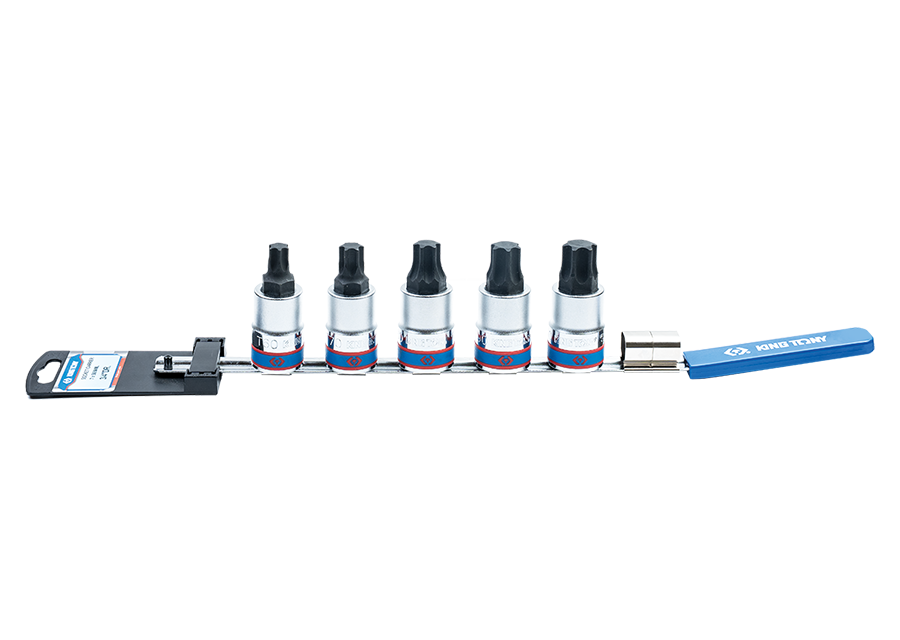 KING TONY - Juego de vasos 3/4" TORX sobre rail - 5 piezas