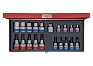 KING TONY - Cofre Vasos y vasos con punta 3/8" y 1/2" TORX - 20Pzas