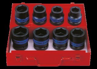 KING TONY - Cofre Vasos de impacto 1" hexagonales - 8 Pzas