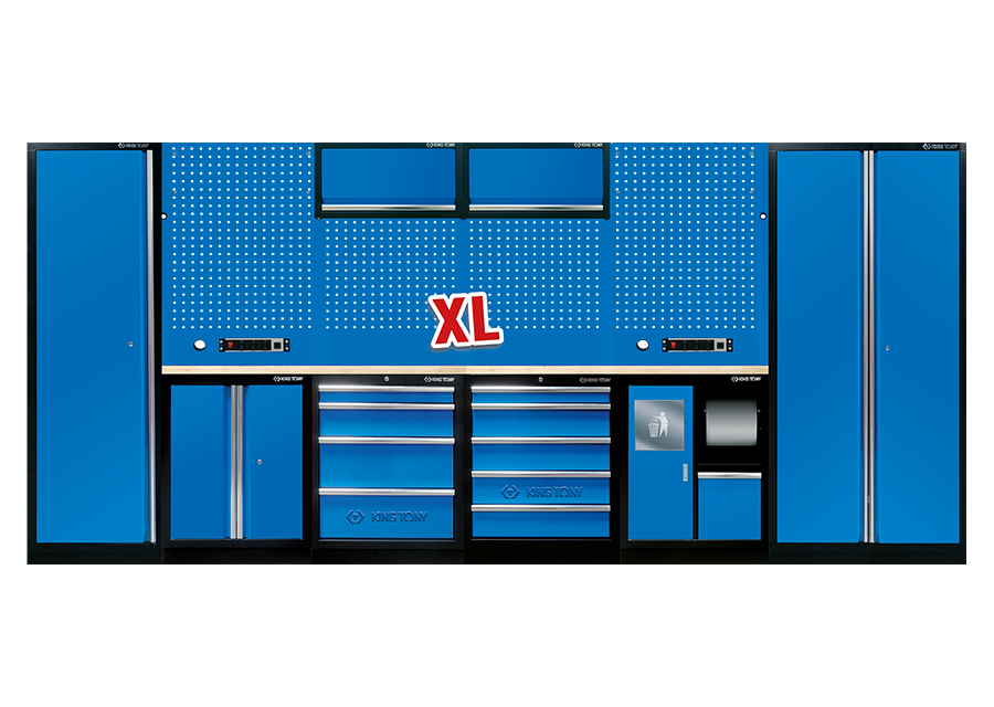 KING TONY - Mobiliario de taller 4 muebles y armarios - color azul versión XL