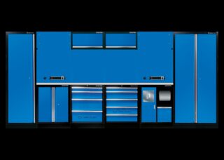 KING TONY - Mobiliario de taller 4 muebles y armarios - color azul "inoxidable"
