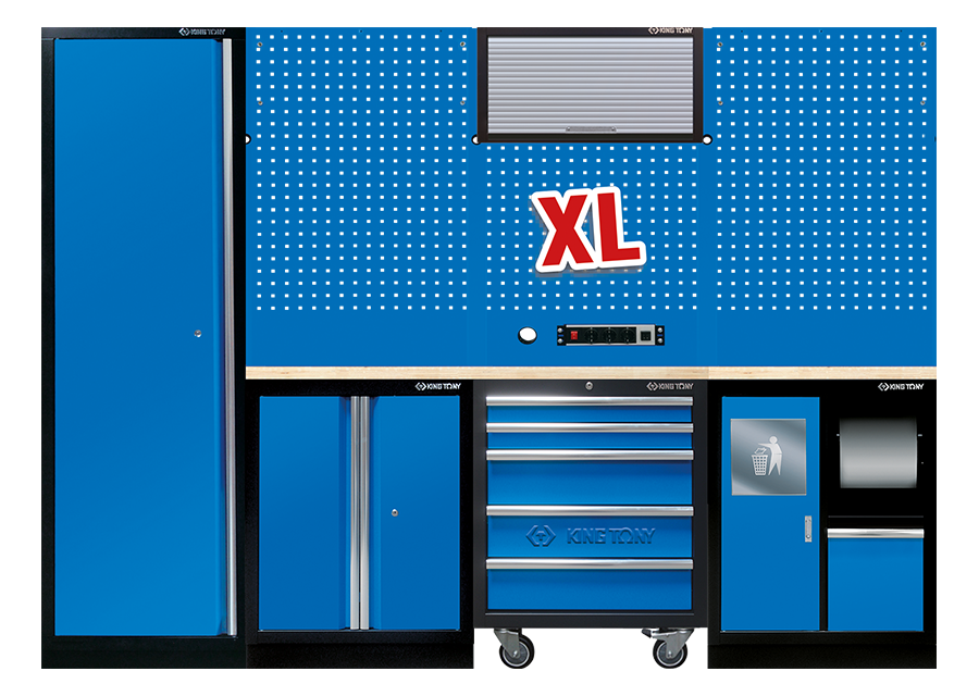 KING TONY - Mobiliario de taller 3 muebles - color azul versión XL