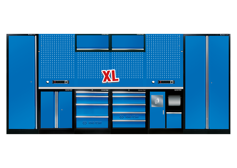 KING TONY - Mobiliario de taller 4 muebles y armarios color azul "inoxidable XL