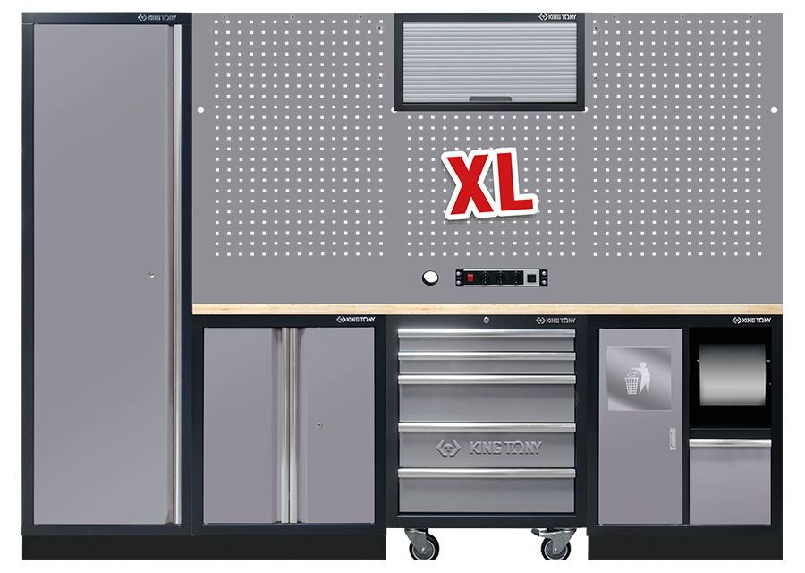 KING TONY - Mobiliario de taller 3 muebles - color gris versión XL