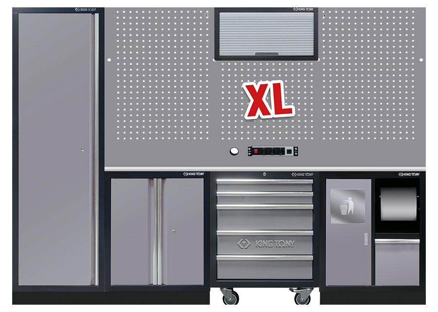 KING TONY - Mobiliario de taller 3 muebles gris "acero inoxidable" versión XL