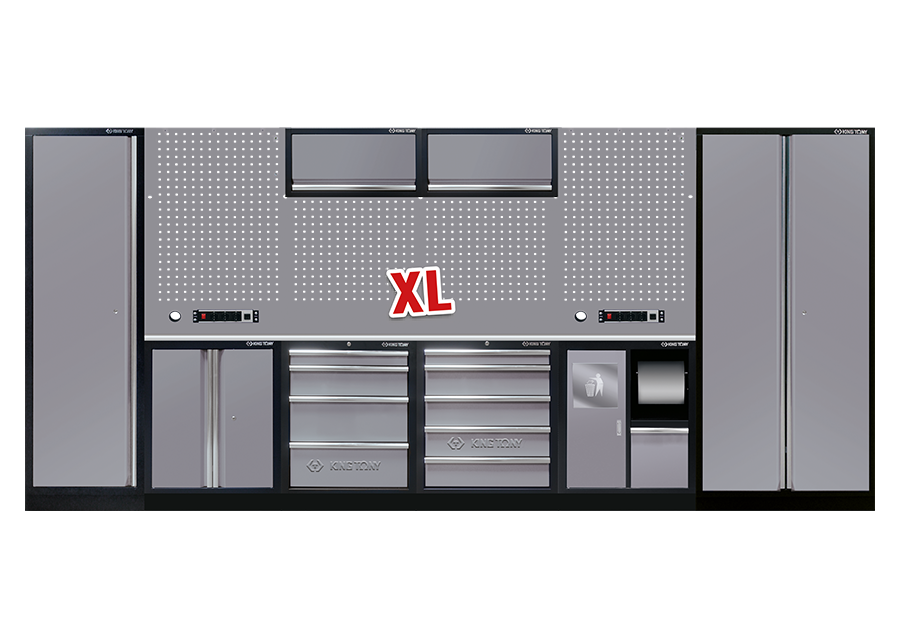 KING TONY - Mobiliario de taller 4 muebles y armarios color gris "inoxidable" XL