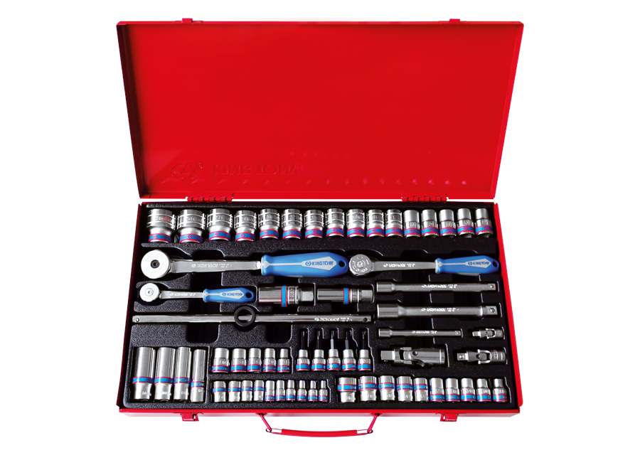 KING TONY - Cofre Vasos 1/4" - 3/8" - 1/2" - 62 Pzas