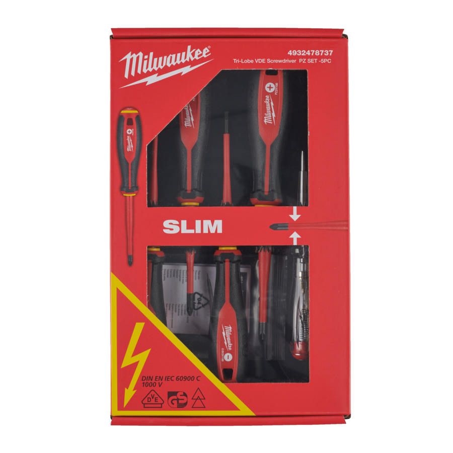 MILWAUKEE - Juego de 5 destornilladores TRILOBE VDE Slim