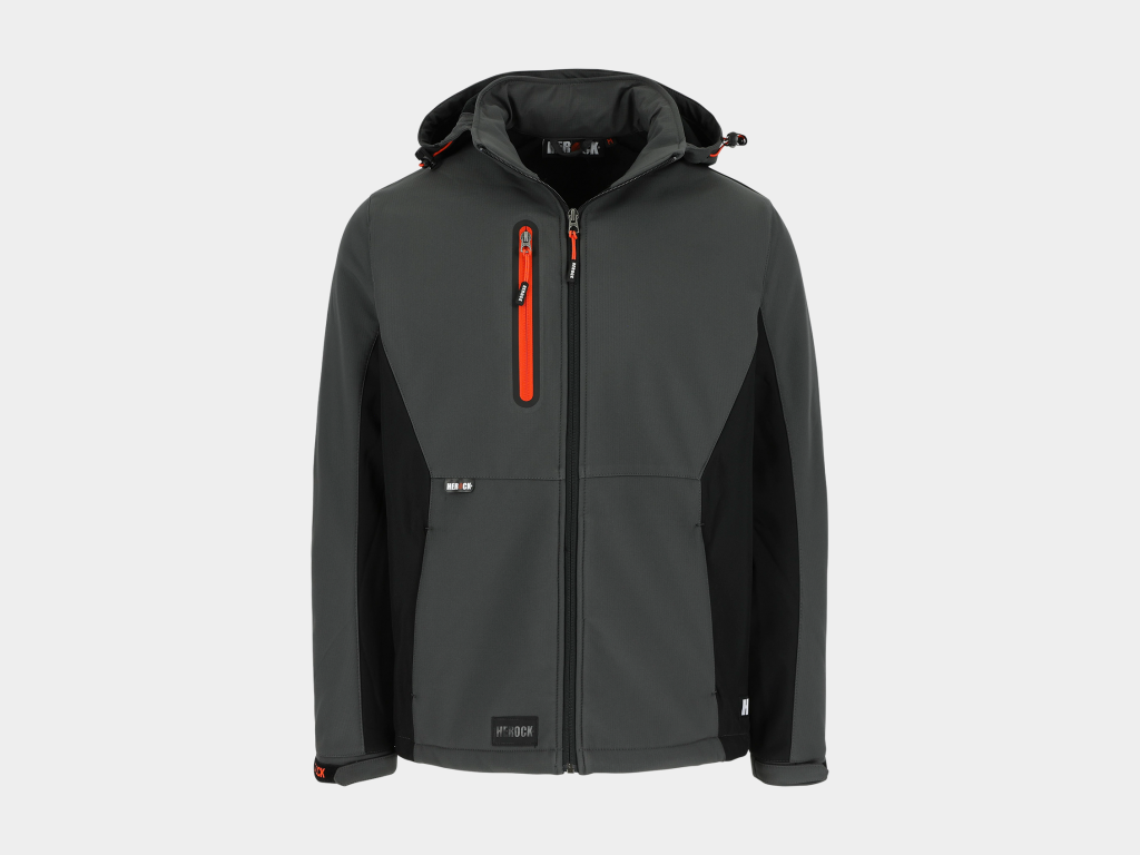 Herock - CHAQUETA TRYSTAN - XL GRIS ANTRACITA/NEGRO Tejido laminado 300 /m2 - Exterior: 100% poliéster Ripstop con estiramiento mecánico - Interior: 100% forro polar micro-fleece de poliester