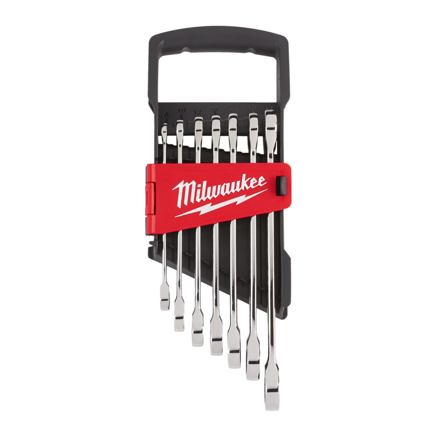 MILWAUKEE - Juego de 7 llaves combinadas con carraca, 10, 11, 12, 13, 14, 15, 17mm