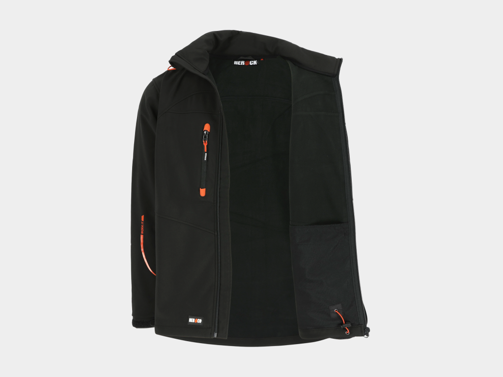 Herock - CHAQUETA POSEIDON - XS NEGRO Tejido laminado: 290 g/m² - Exterior: 94% poliéster - 6% elastano - Interior: 100% forro polar micro-fleece de poliéster - Imagen 8