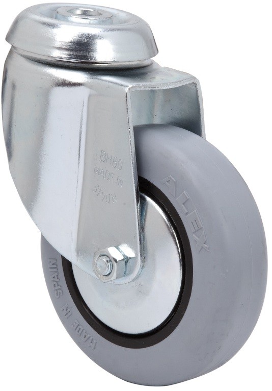 ALEX - RUEDA GIRATORIA.AGUJERO M10 20BH100CP-PLGI POLIAMIX-GOMA GRIS EJE LISO
