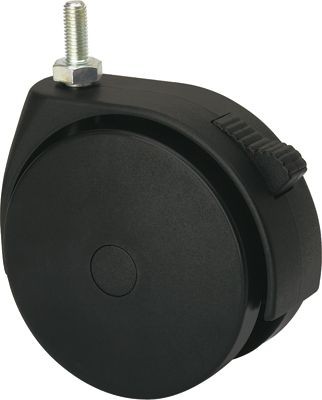 ALEX - RUEDA GIRATORIA.ESPIGA ROSCADA M10x25 FRENO 50DKGF80 POLIAMIX NEGRO