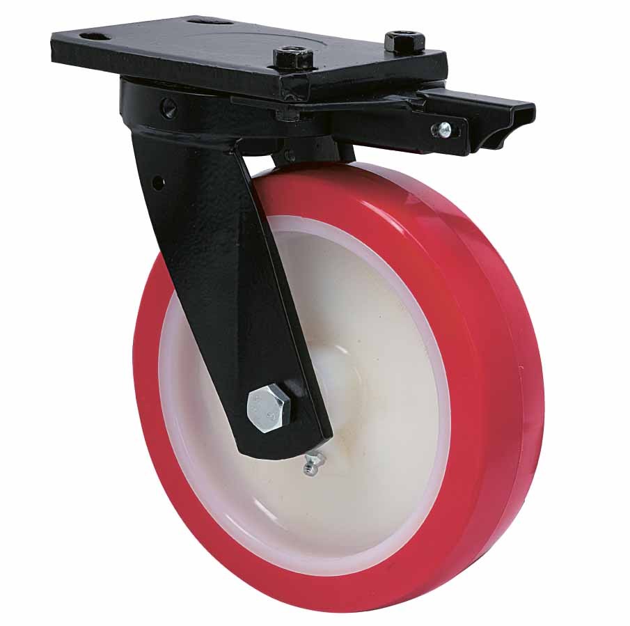 ALEX - RUEDA GIRATORIA.PLACA MEC.DIR.10HLBMD200-POB NYLON BLANCO-POLIUR.ROJO BOLAS