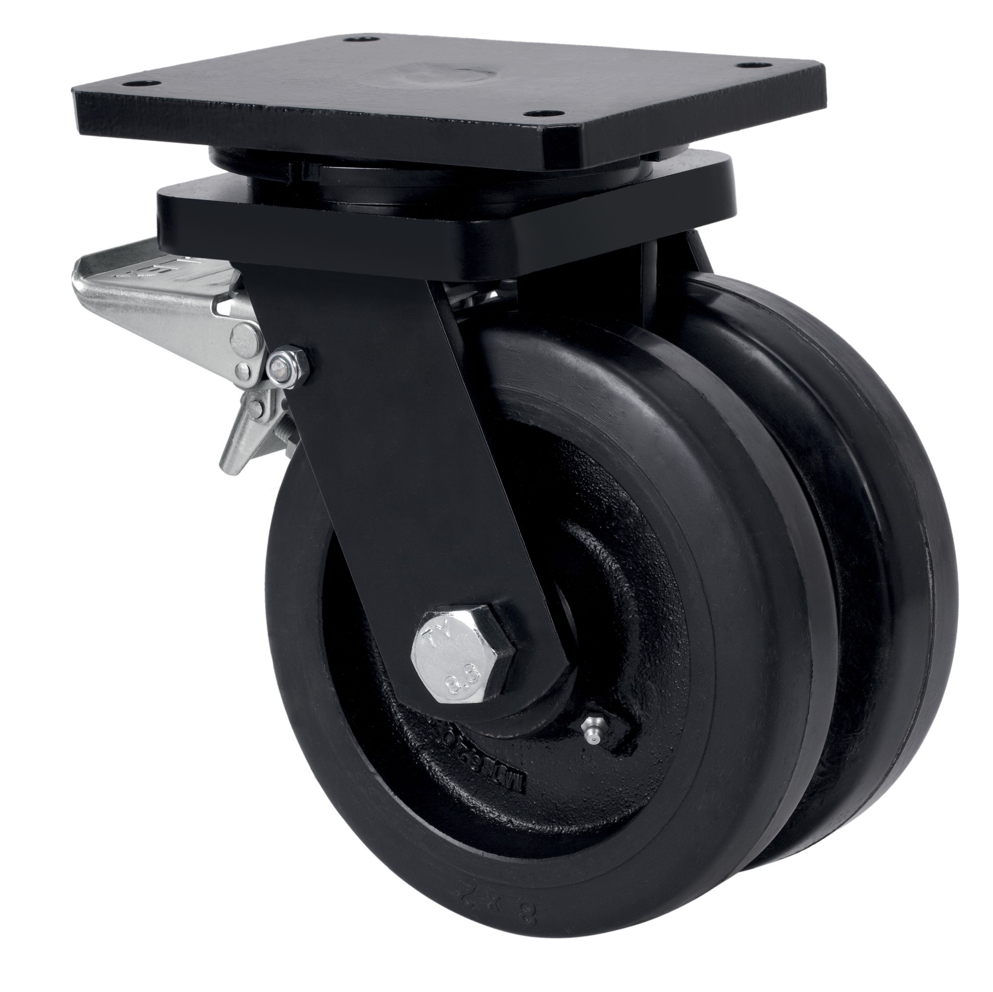 ALEX - RUEDA GIRATORIA.PLACA FRENO 10HLGFD250-HGB HIERRO-GOMA NEGRA NATURAL(DOBLE)BOL