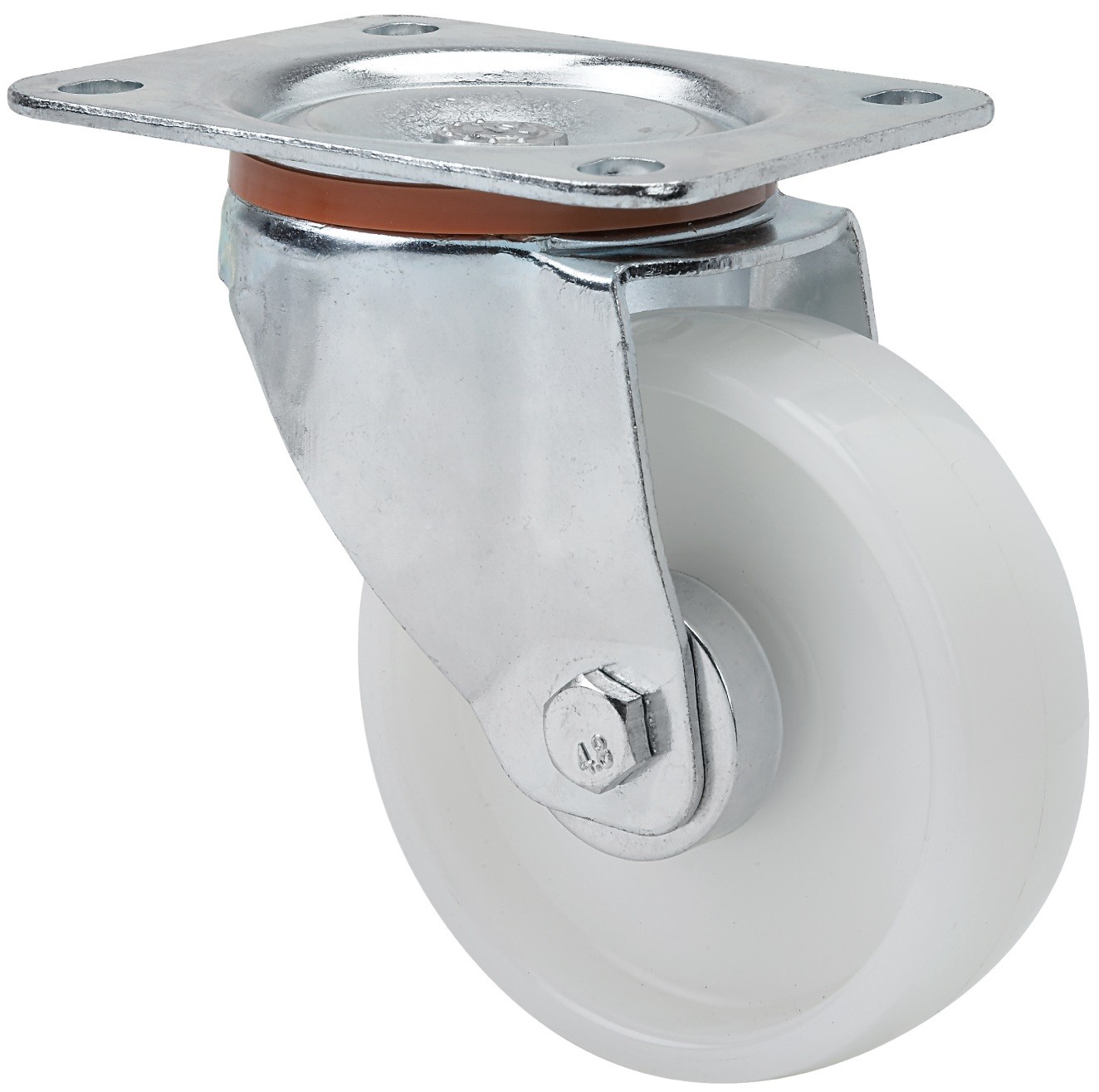 ALEX - RUEDA GIRATORIA.PLACA 110-125-1 NYLON BLANCO EJE RODILLOS