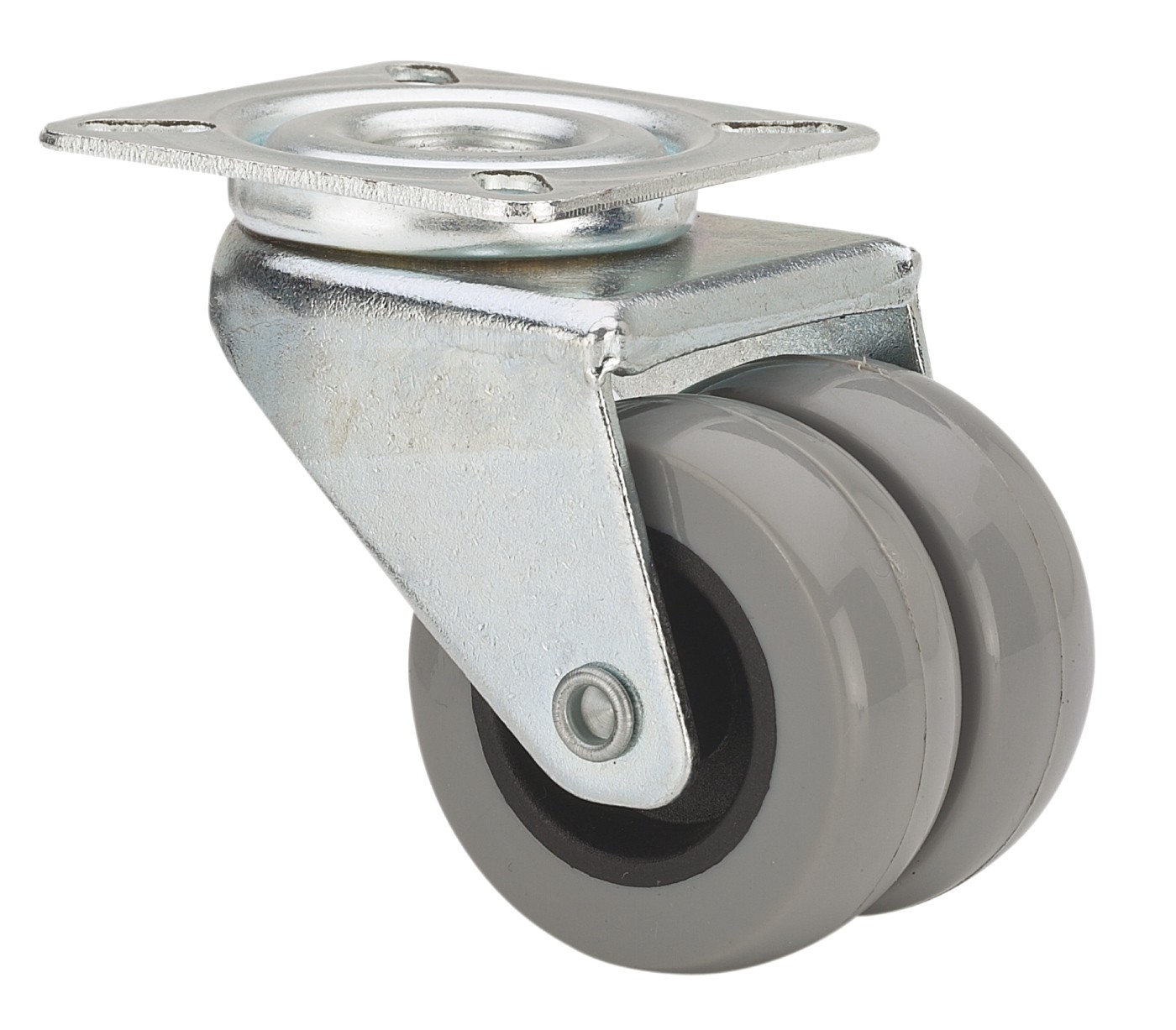 ALEX - RUEDA GIRATORIA.PLACA 410-050-1 POLIAMIX-GOMA GRIS (DOBLE) EJE LISO