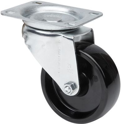 ALEX - RUEDA GIRATORIA.PLACA 10ZVL80-TT RESINA NEGRA EJE LISO