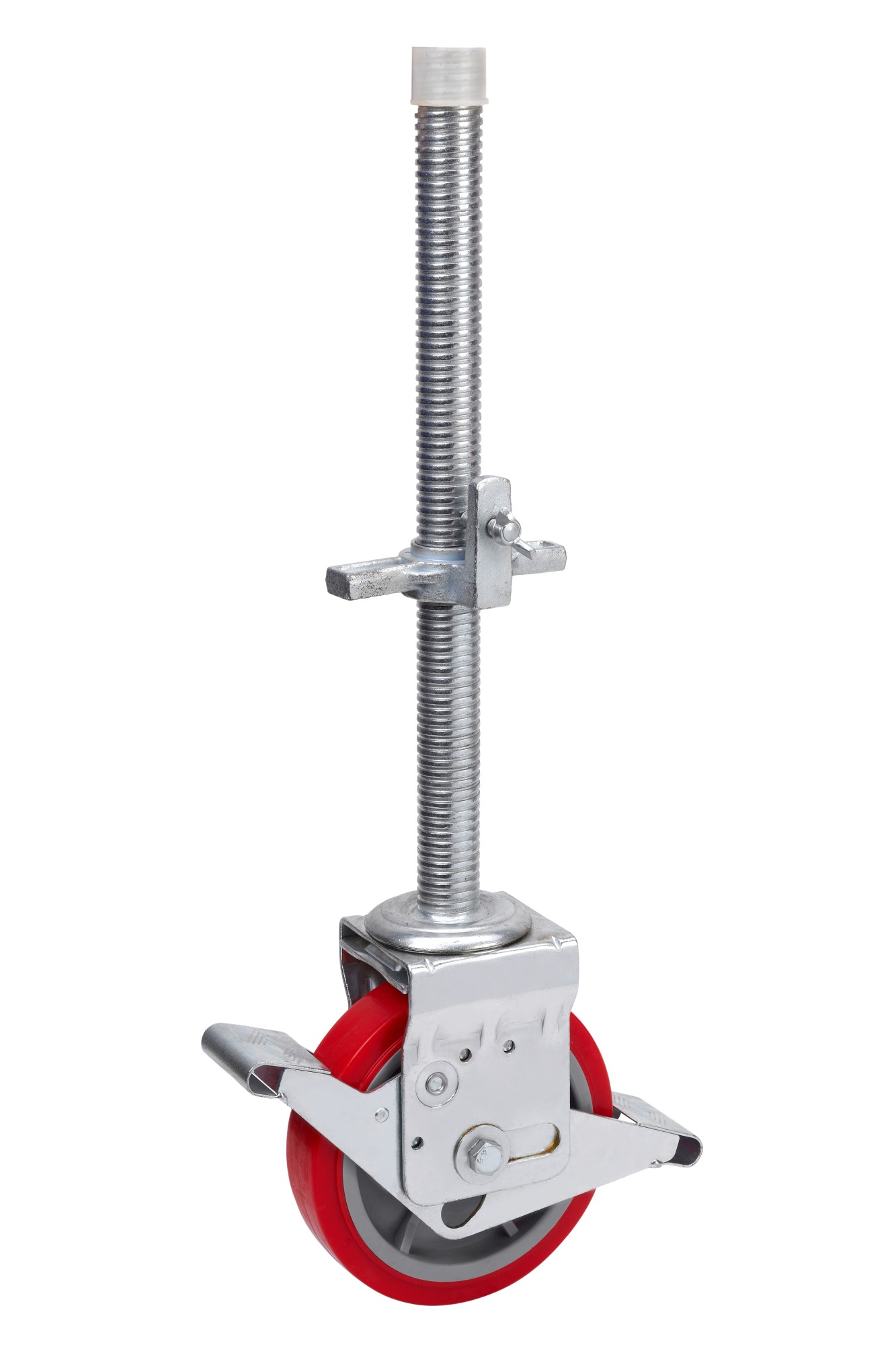 Rueda para andamio Ø200 con espiga roscada M40 y freno – ALEX 50TCFD200-PO