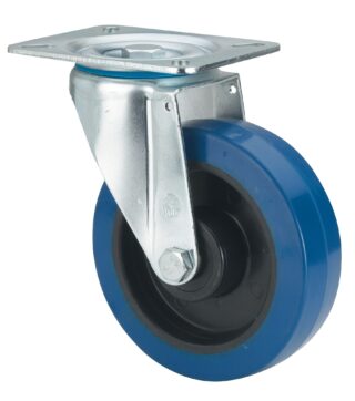 ALEX - RUEDA GIRATORIA.PLACA 10ZVL80-PGMR POLIAMIX-GOMA AZUL EJE RODILLOS