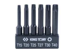 KING TONY - Juego de puntas 1/4" TORX - 6 piezas L:150mm