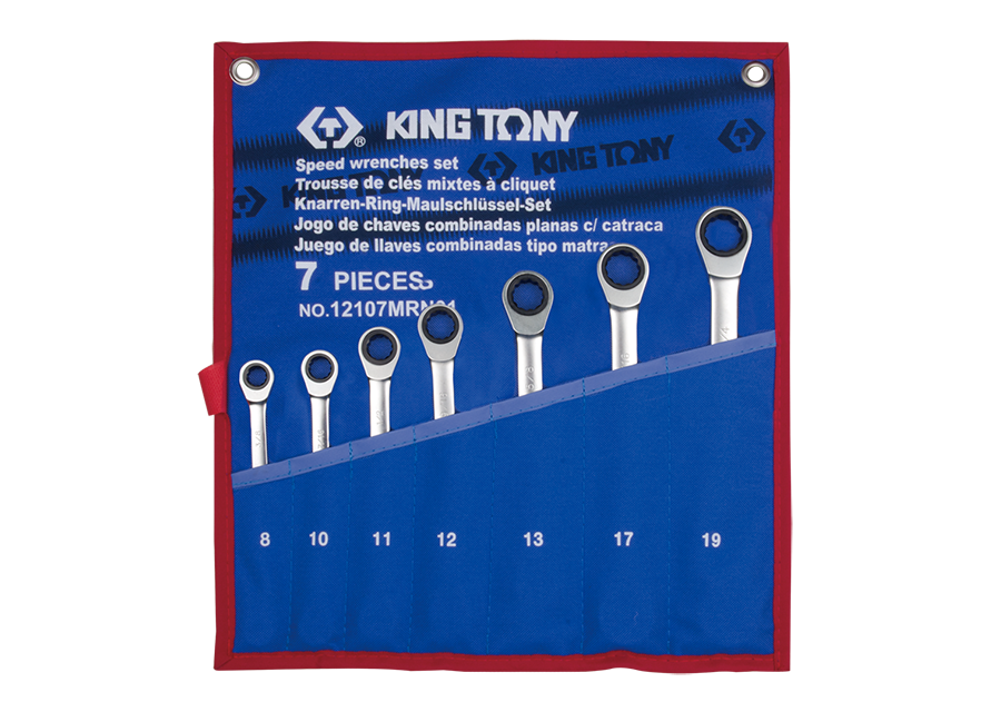 KING TONY - Juego Llaves combinadas con carraca 8-10-11-12-13-17-19mm - 7 Pzas