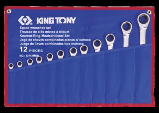 KING TONY - Estuche de Llaves combinadas con Carraca 8-24mm - 12 Pzas