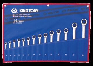 KING TONY - Estuche de Llaves combinadas con Carraca 8-24mm - 14 Pzas