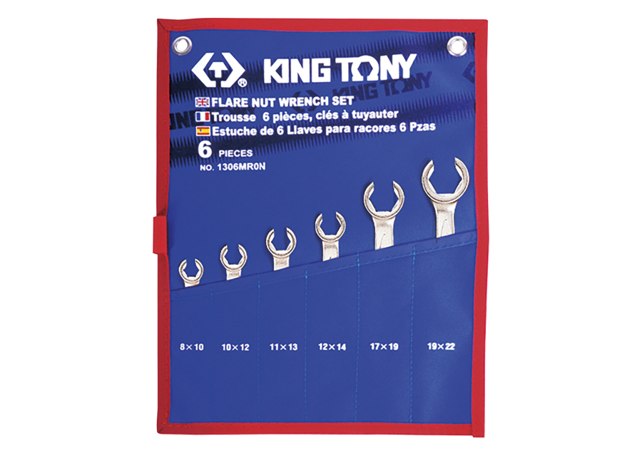 KING TONY - Estuche de 6 Llaves para racores 8x10-19x22 - 6 Pzas