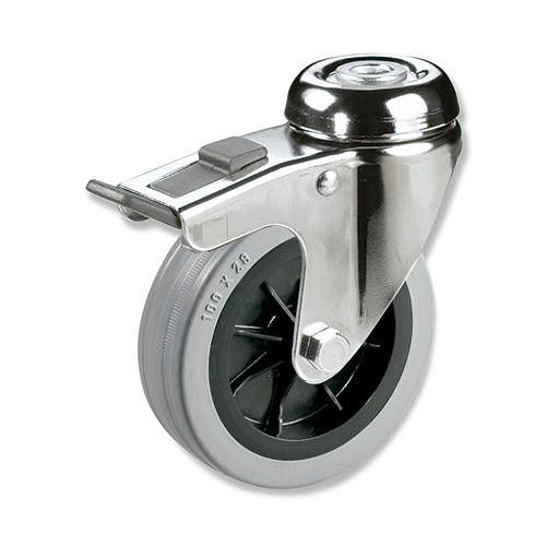 GAYNER - Rotante inox girt d.080 Goma con freno BITG3 080 PGL3-FD