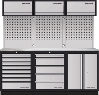 KRAFTWERK - MOBILIO, Mueble modular 3 elementos, 2000x2040x488 Encimera Acero Inox.