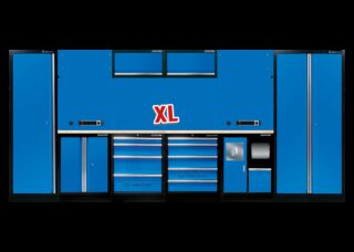 KING TONY - Mobiliario de taller 4 muebles y armarios - color azul versión XL
