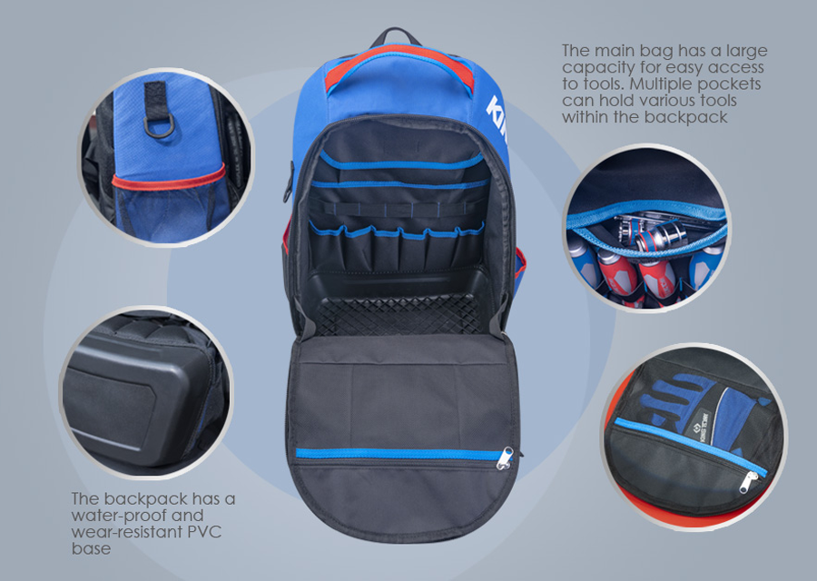 KING TONY - Mochila de herramientas 490x350x210mm - Imagen 3