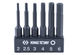 KING TONY - Juego de puntas 1/4" Hexagonal - 6 piezas
