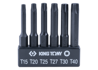 KING TONY - Juego de puntas 1/4" TORX - 6 piezas L:50mm