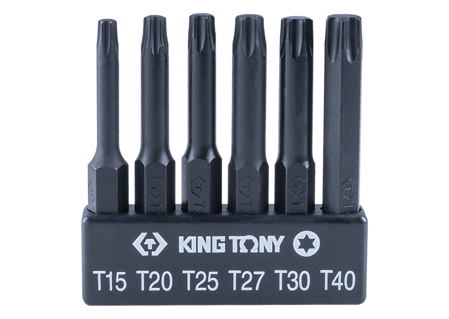 KING TONY - Juego de puntas 1/4" TORX - 6 piezas L:50mm