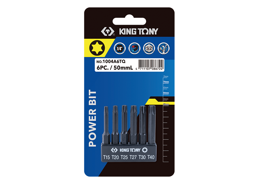 KING TONY - Juego de puntas 1/4" TORX - 6 piezas L:50mm - Imagen 3