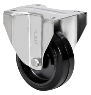 ALEX - RUEDA FIJA INOX.17ZVI100-THG GOMA NEGRA TECNOPOLIMERO EJE LISO